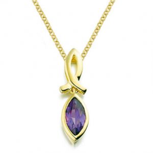Amore 9ct yellow gold amethyst pendant