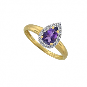 Amore 9ct diamond and amethyst cluster ring