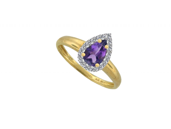 Amore 9ct diamond and amethyst cluster ring