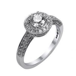 Janet Isherwood Jewellery halo diamond ring JIR016