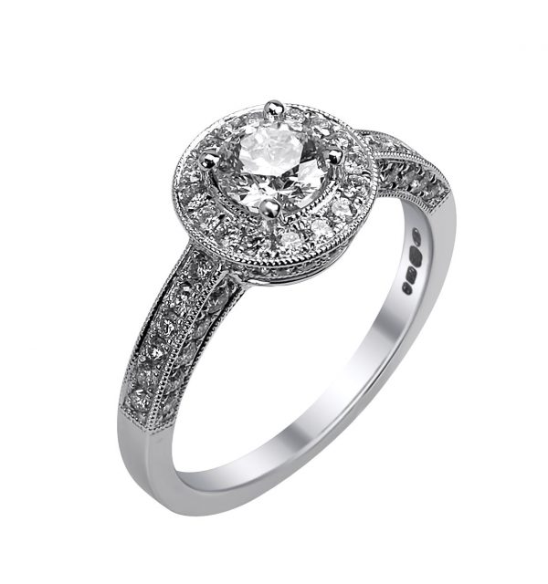 Janet Isherwood Jewellery halo diamond ring JIR016