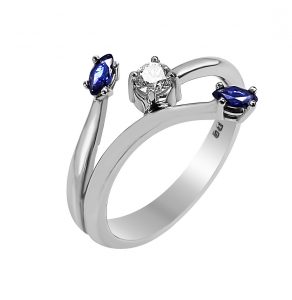 Janet Isherwood Jewellery 18ct white gold sapphire and diamond ring. JIR021