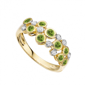 Peridot diamond bubble ring