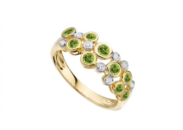 Peridot diamond bubble ring