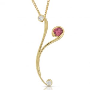 Janet Isherwood Jewellery 18ct yellow gold diamond and ruby pendant