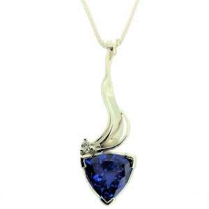 Janet Isherwood Jewellery 18ct white gold Tanzanite and diamond pendant