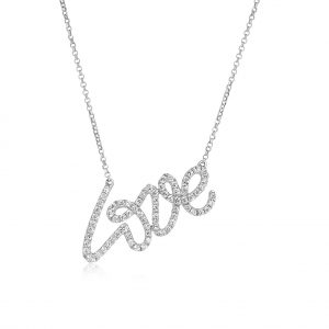 Prestige 18ct white gold LOVE diamond pendant