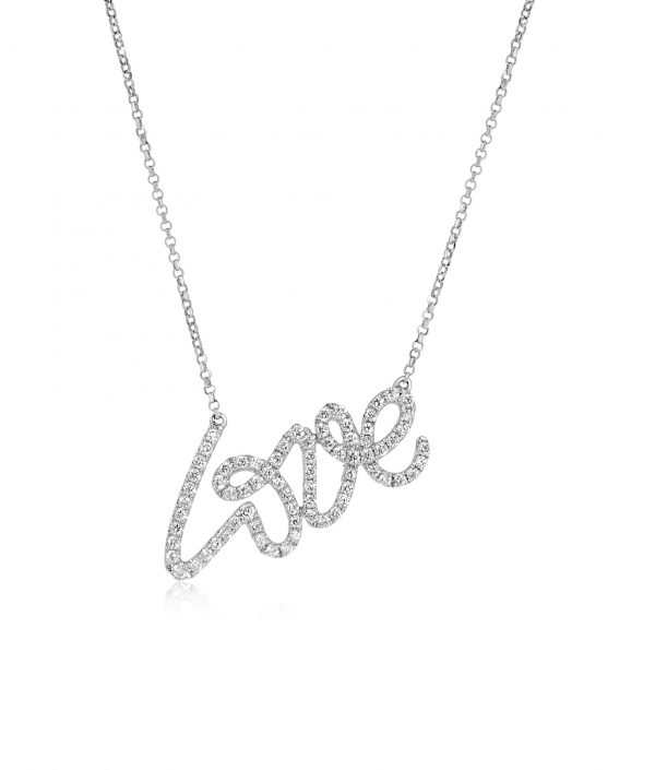 Prestige 18ct white gold LOVE diamond pendant
