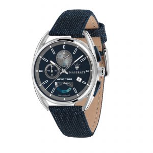 Maserati Trimarano R8851132001 Yacht Timer Watch Blue Leather